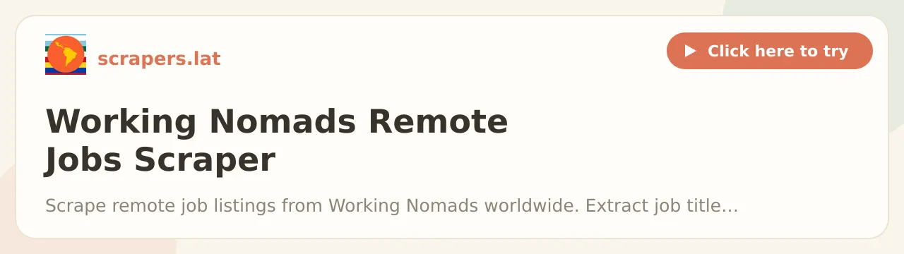 Working Nomads Remote Jobs Scraper