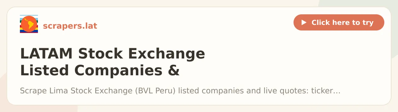 LATAM Stock Exchange Listed Companies & Quotes Scraper