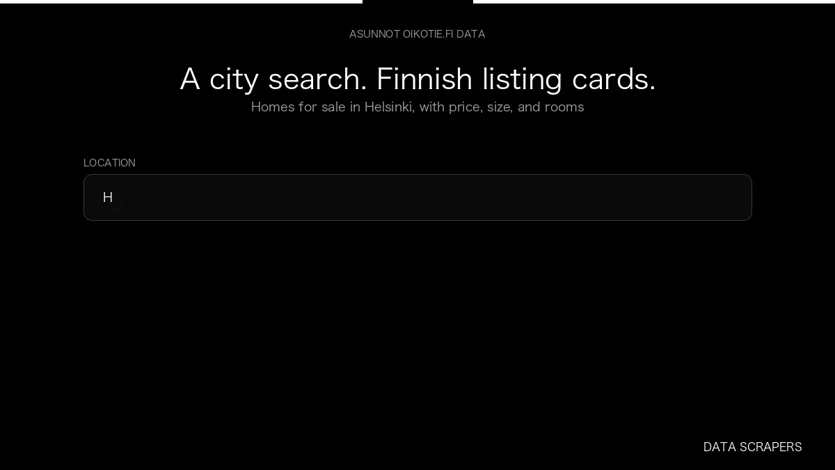 Asunnot Oikotie.fi Real Estate Scraper — input to structured data