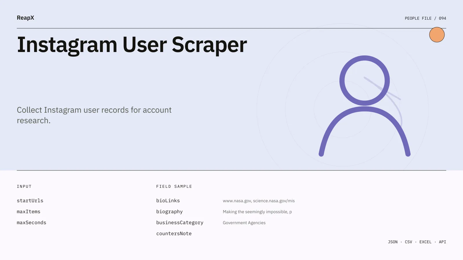 Instagram User Scraper interface