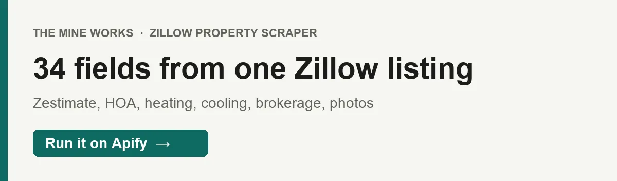 34 fields from one Zillow listing