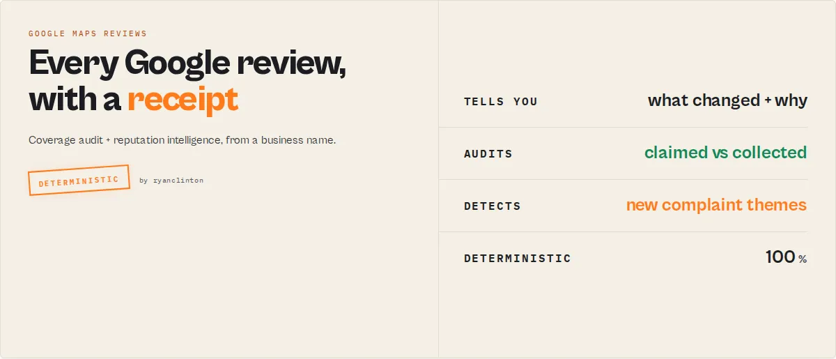 Google Maps Reviews Scraper — every Google review with a receipt