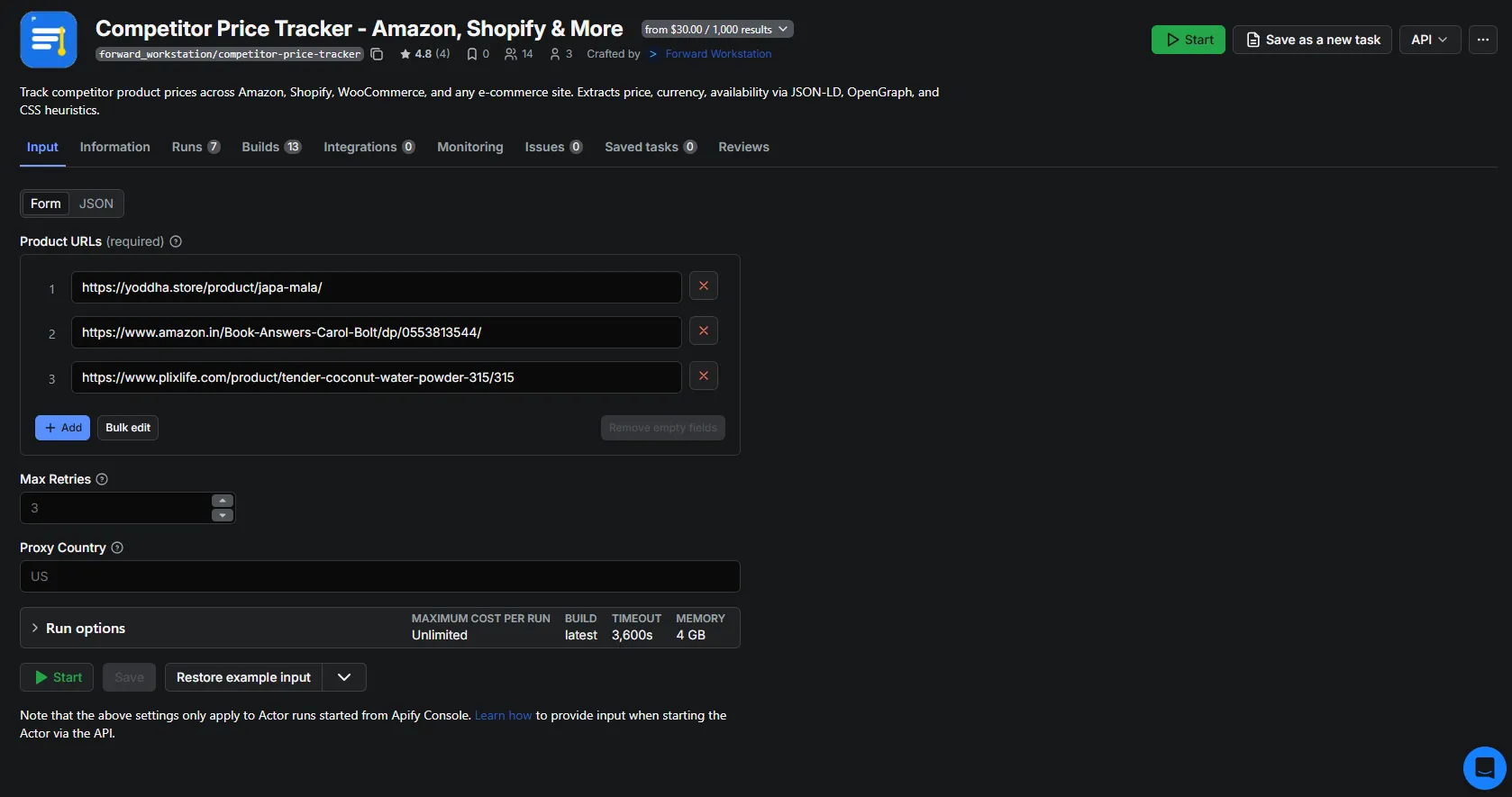 Input screenshot