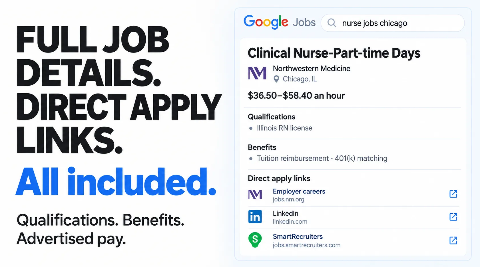 Full job details. Direct apply links. All included. Qualifications, benefits and advertised pay.
