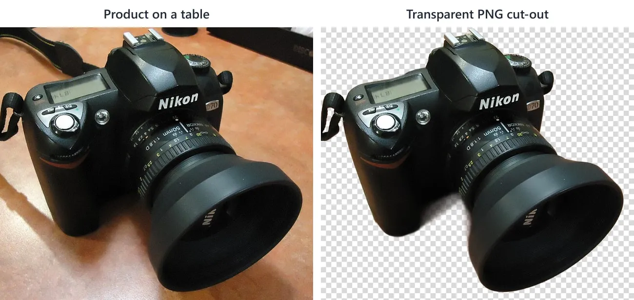 Camera on a table: original vs. transparent cut-out