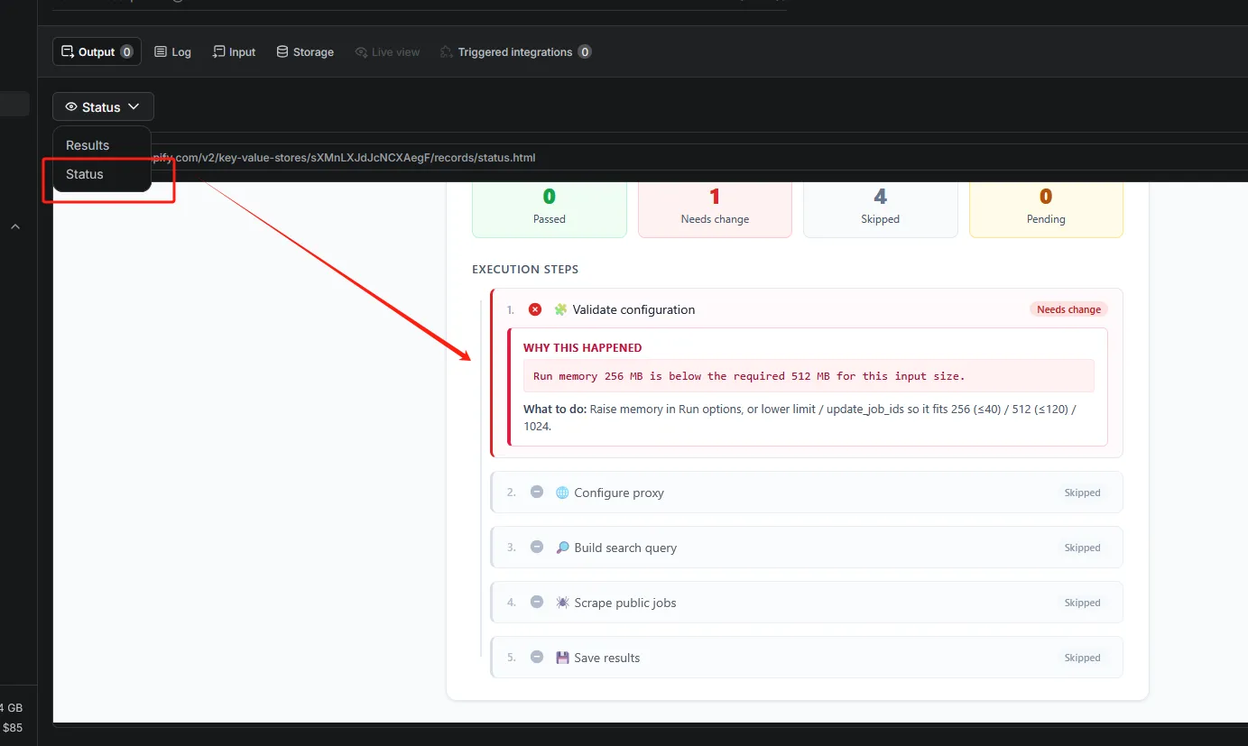 How to open the Status report