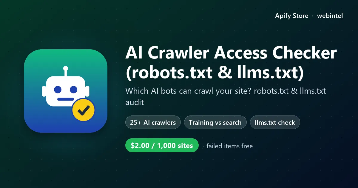 AI Crawler Access Checker (robots.txt & llms.txt)