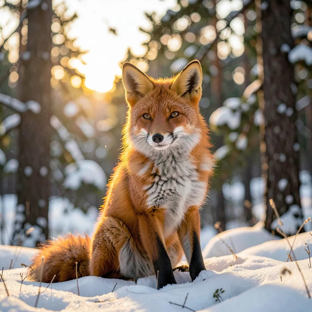AI generated red fox in a snowy forest — FLUX.2 Klein