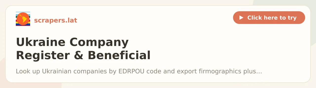 Ukraine Company Register & Beneficial Owners Scraper (EDR)