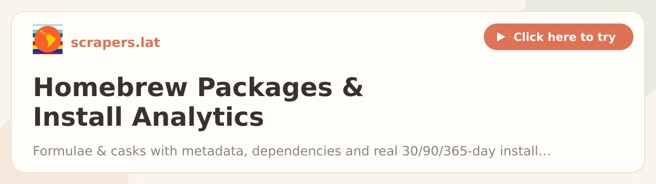 Homebrew Packages & Install Analytics Scraper