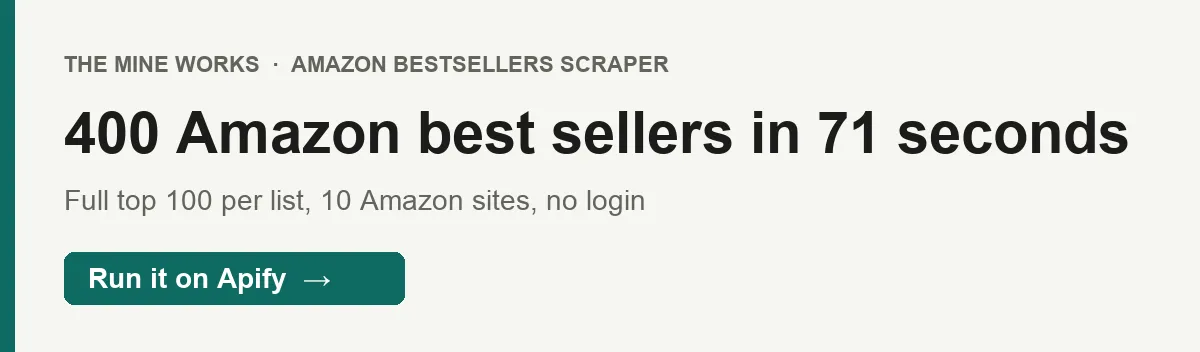 400 Amazon best sellers from 2 countries in 71 seconds