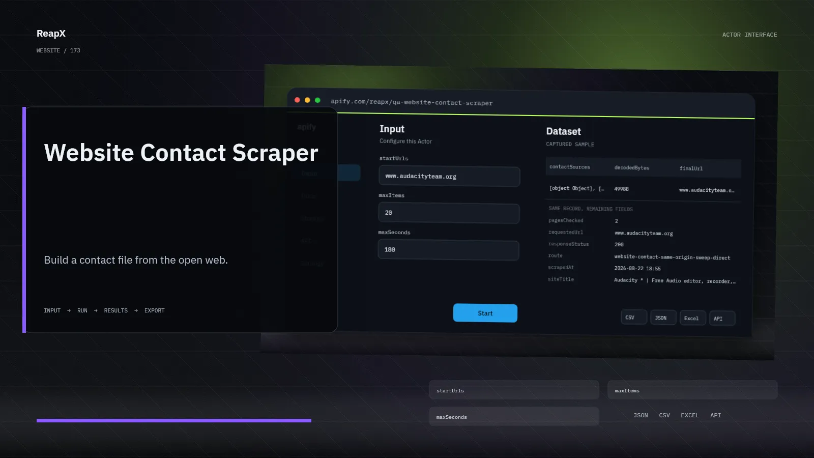 Website Contact Scraper interface