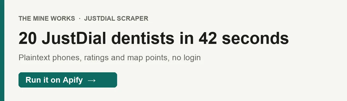 20 Bangalore dentists with phone numbers in 42 seconds