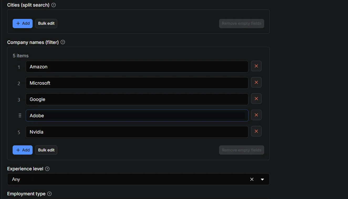 Screenshot: job detail