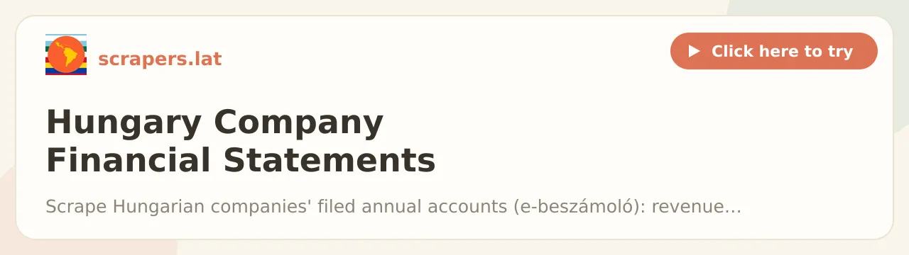 Hungary Company Financial Statements Scraper (e-beszámoló)