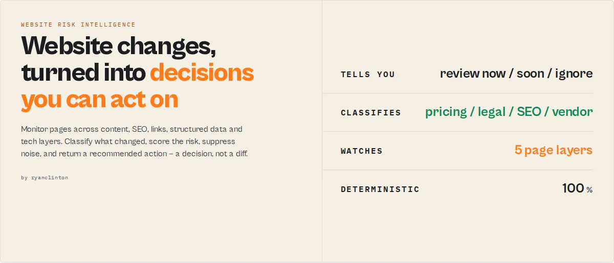 Website Change Monitor — website risk & competitive intelligence