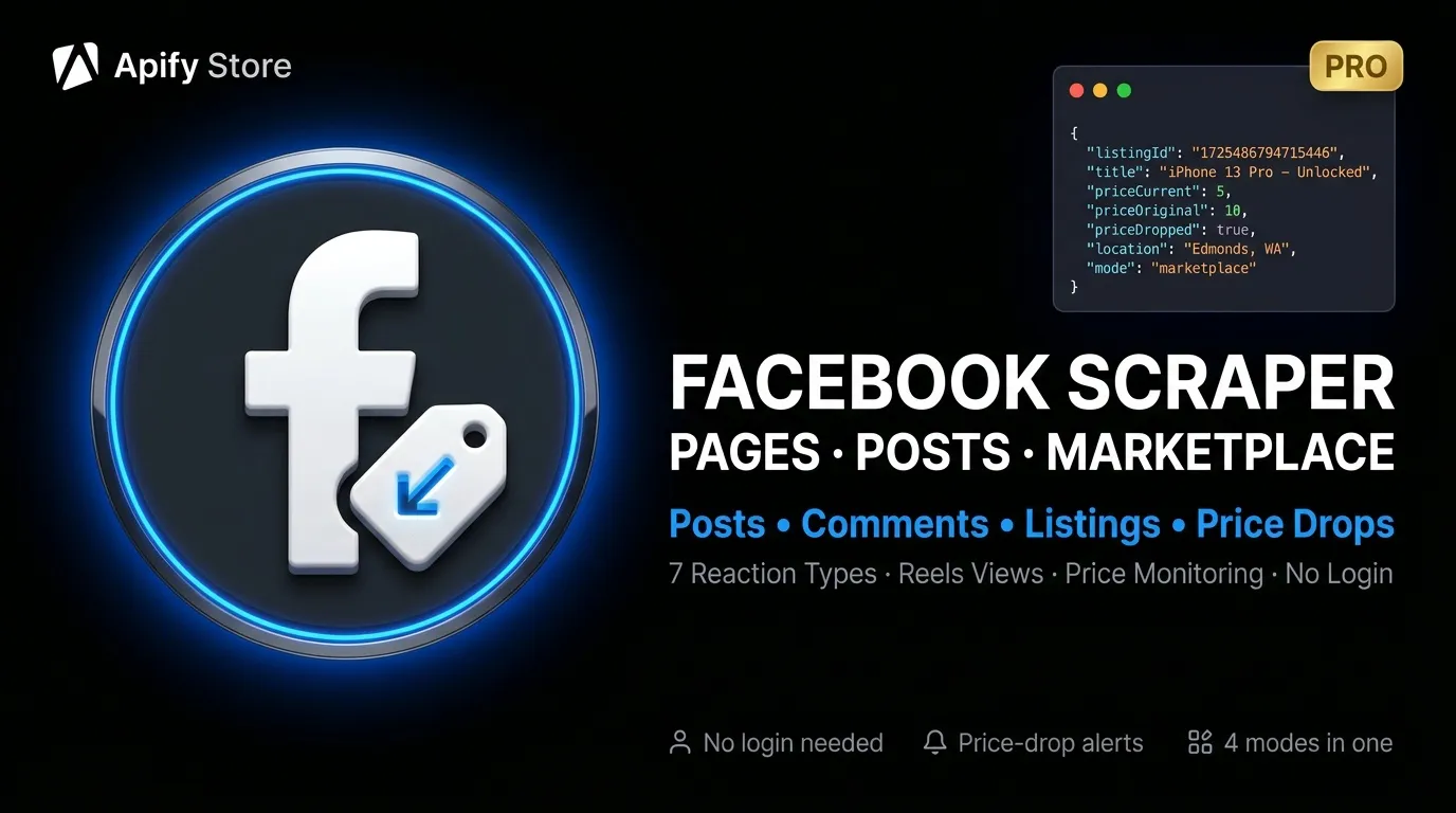 Facebook Scraper — Pages, Posts, Comments & Marketplace