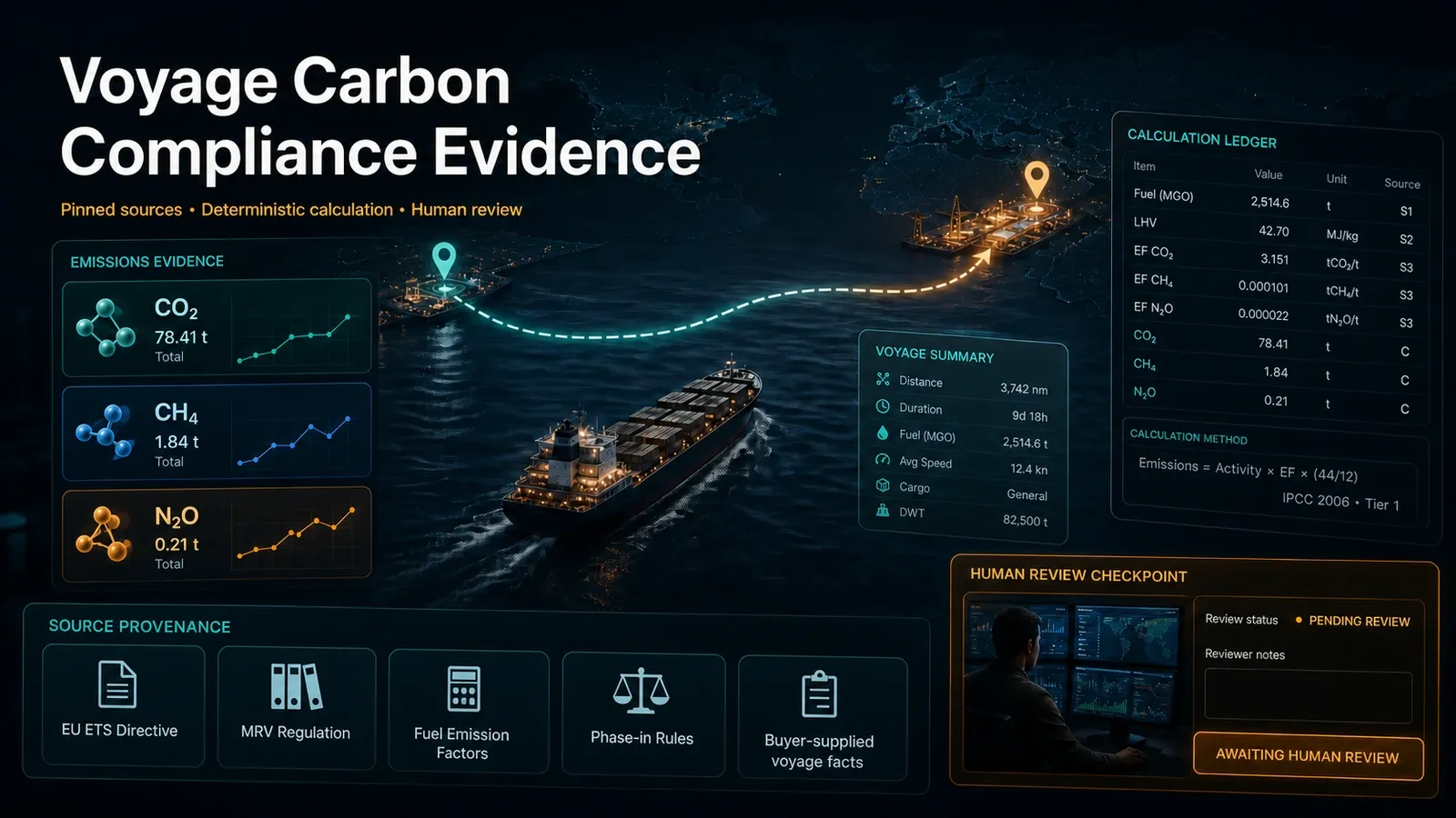EU ETS Voyage Carbon Exposure Evidence: buyer facts to bounded calculation