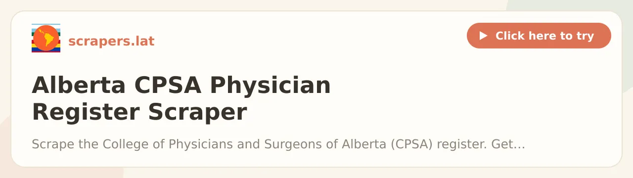 Alberta CPSA Physician Register Scraper (Doctors)