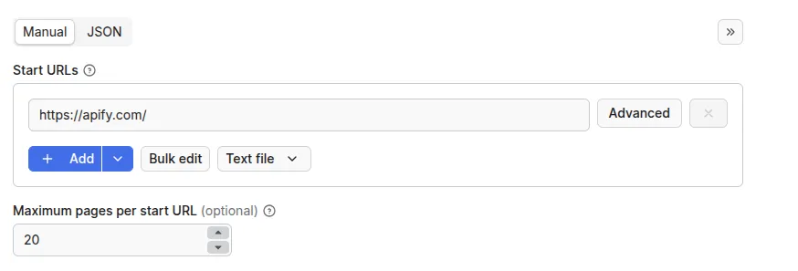 Contact Details Scraper input