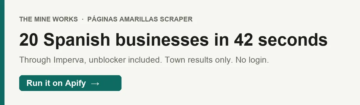 20 Spanish businesses in 42 seconds, emails on