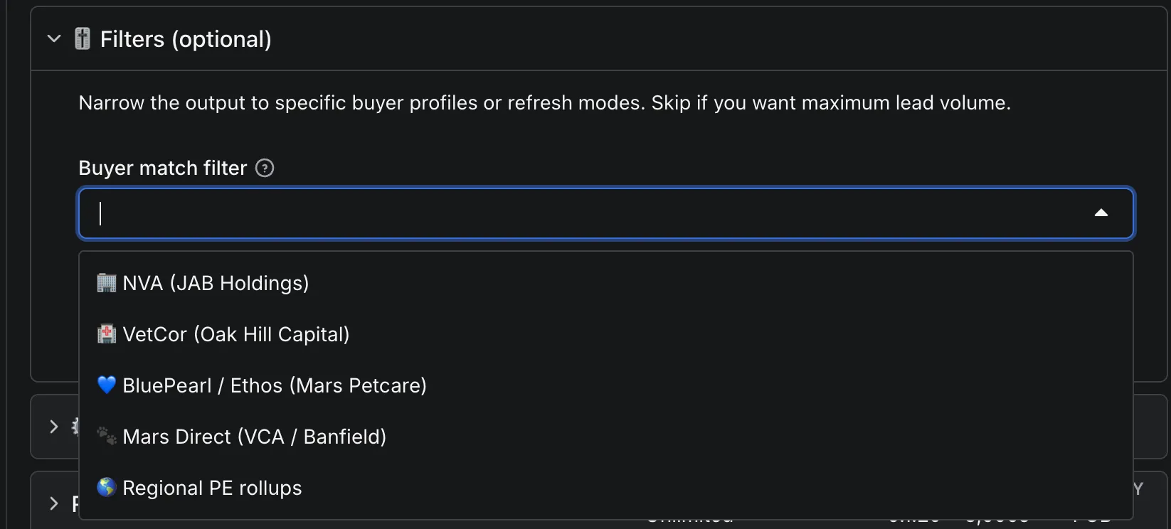 The 5 PE acquirer profiles mapped by the actor