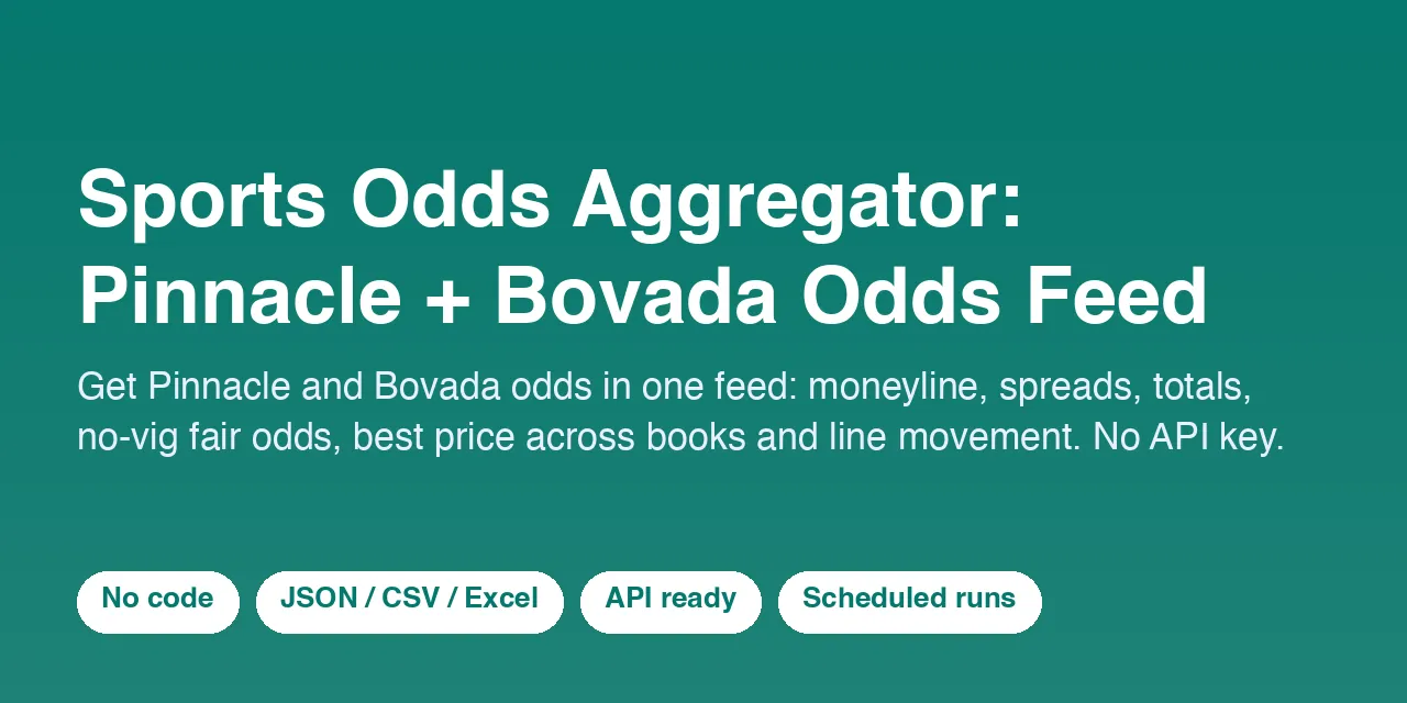 Sports Odds Aggregator: Pinnacle + Bovada Odds Feed - scrape data with Apify
