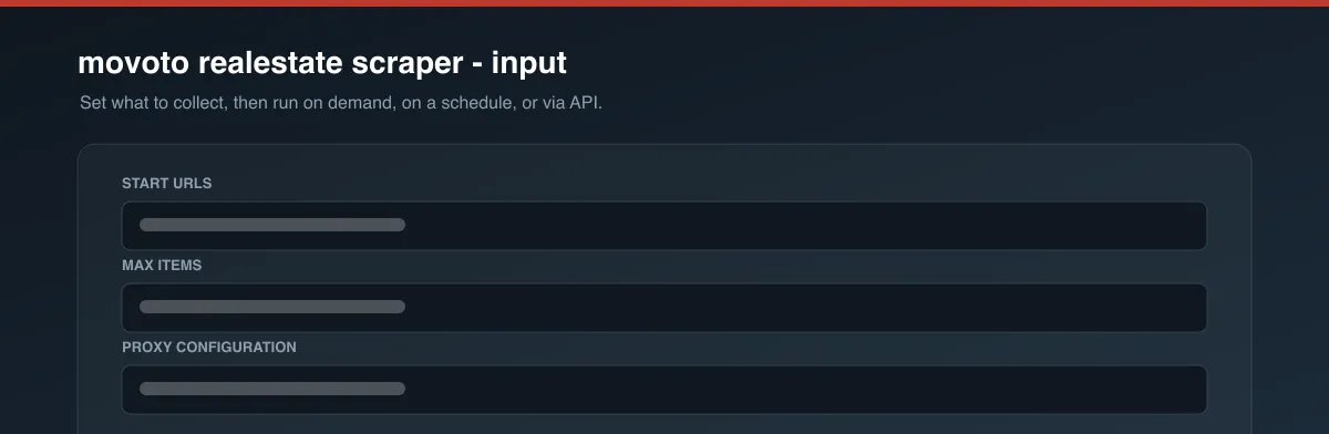 movoto realestate scraper input options