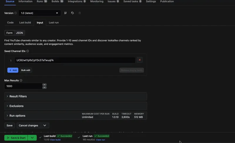 Actor inputs walkthrough