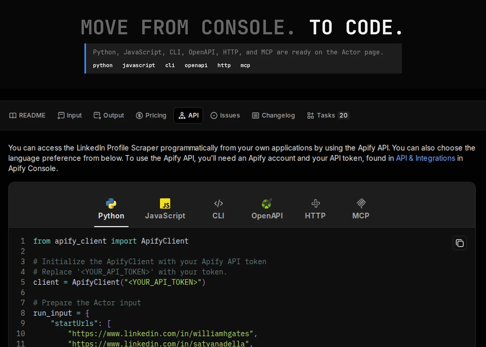 Maps Place Data Scraper API and MCP invocation