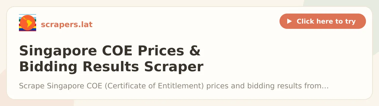 Singapore COE Prices & Bidding Results Scraper