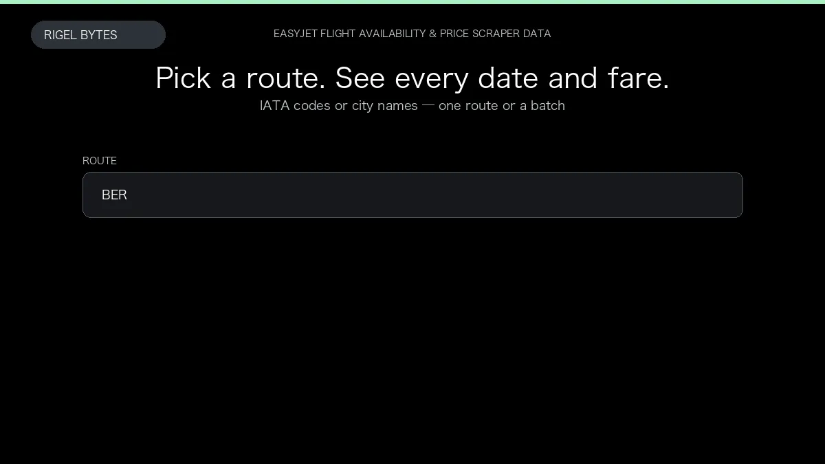 easyJet Flight Availability & Price Scraper — input to structured data