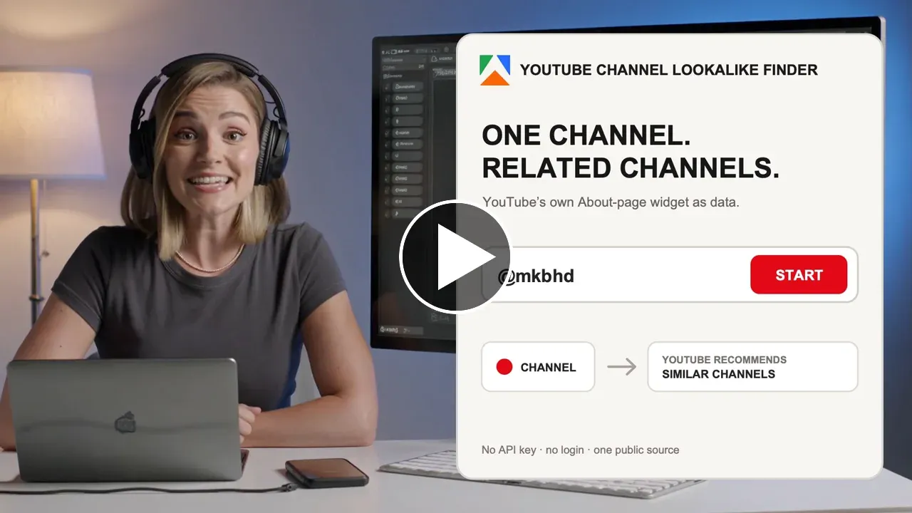 YouTube Channel Lookalike Finder — watch the 7-second product demo