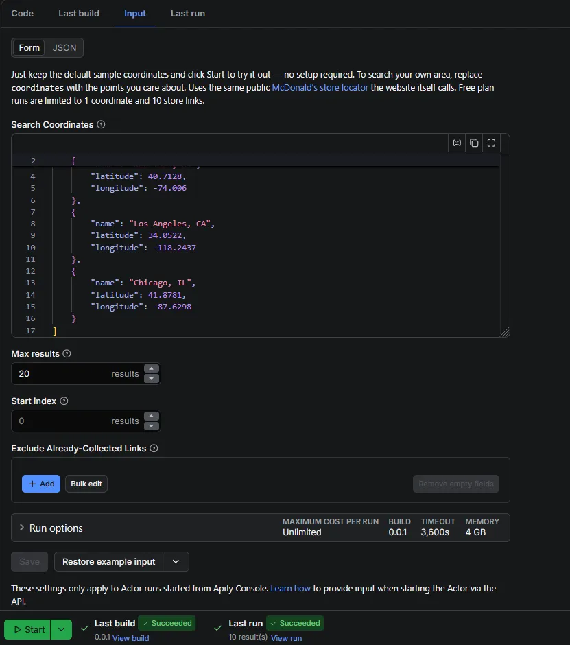 Input example