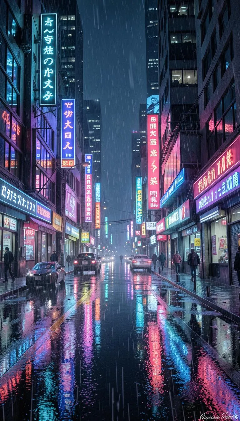 AI generated cyberpunk city street at night — FLUX.2 Klein