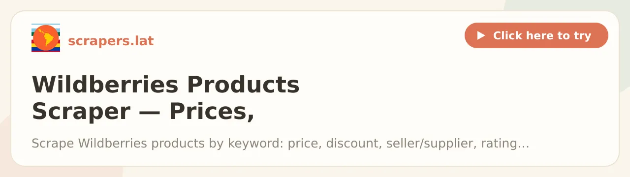 Wildberries Products Scraper - Prices, Sellers, Reviews & Stock
