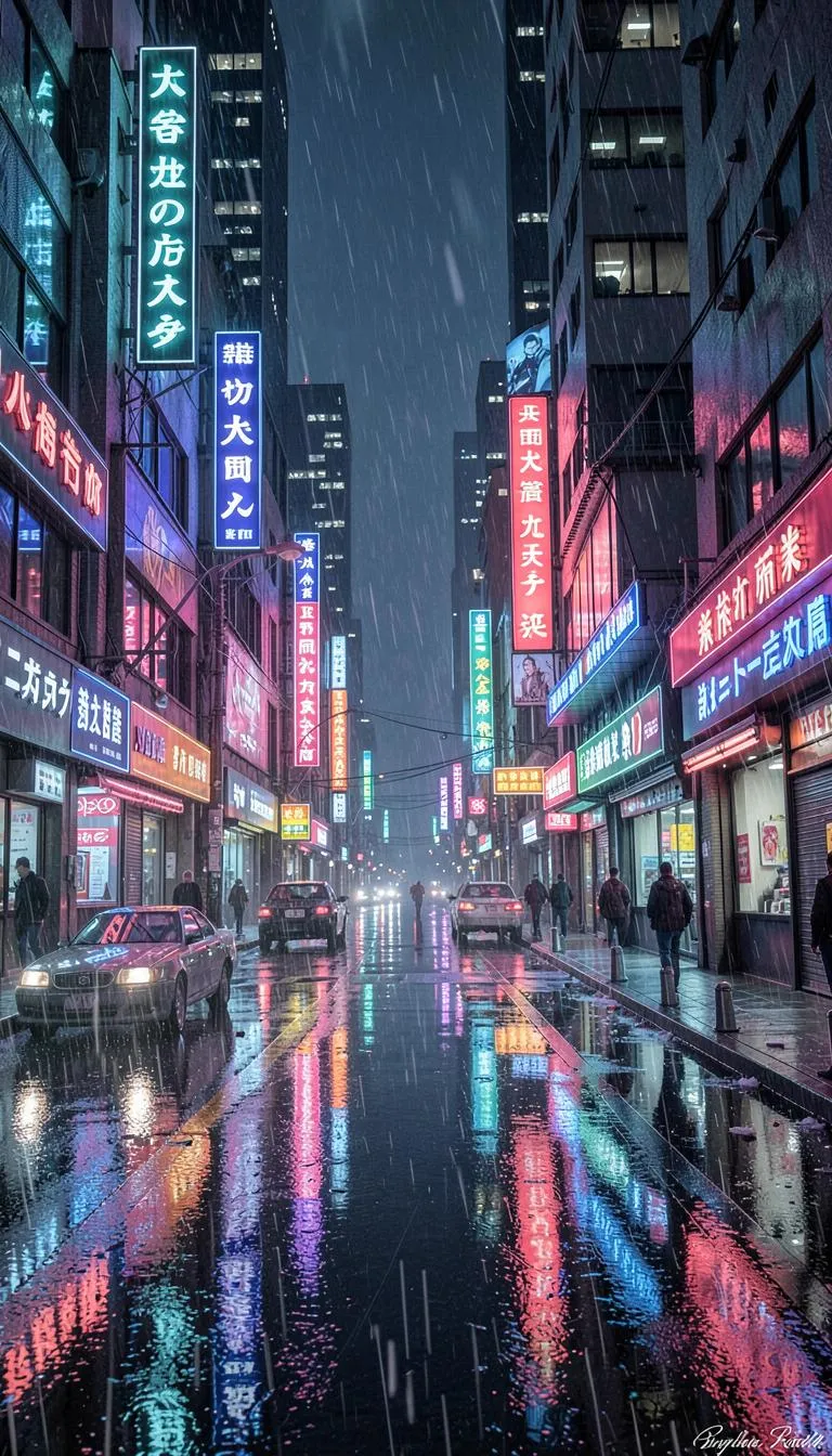 AI generated cyberpunk city street at night — FLUX.2 Klein
