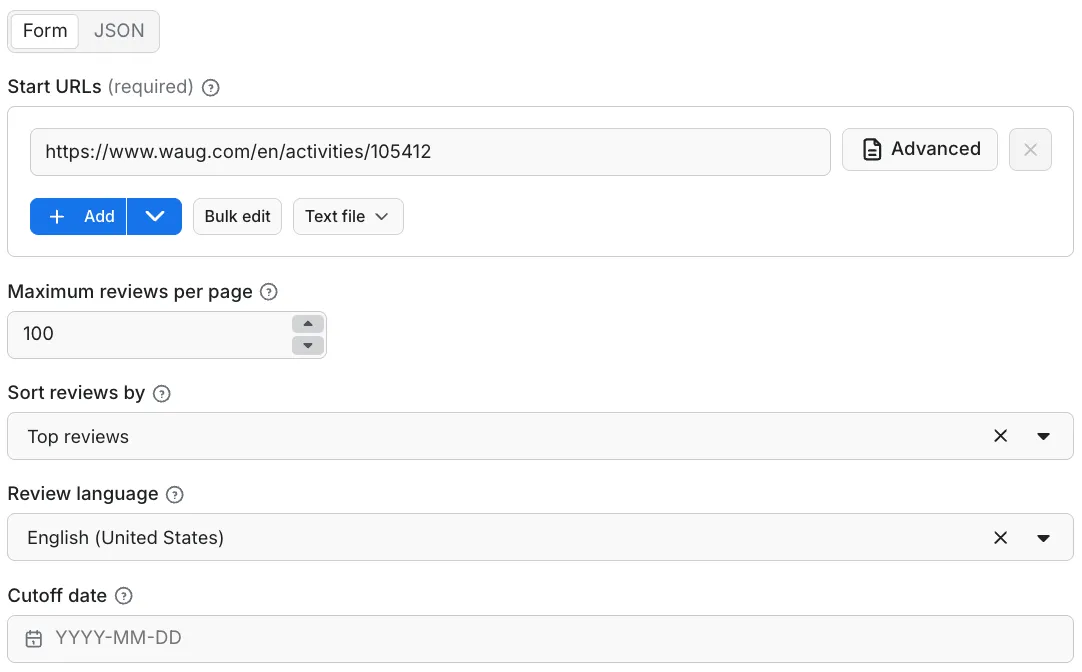 Input example