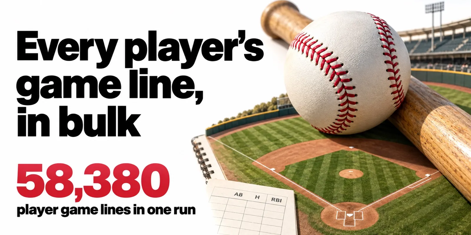 Every player's game line, in bulk. 58,380 player game lines in one run.