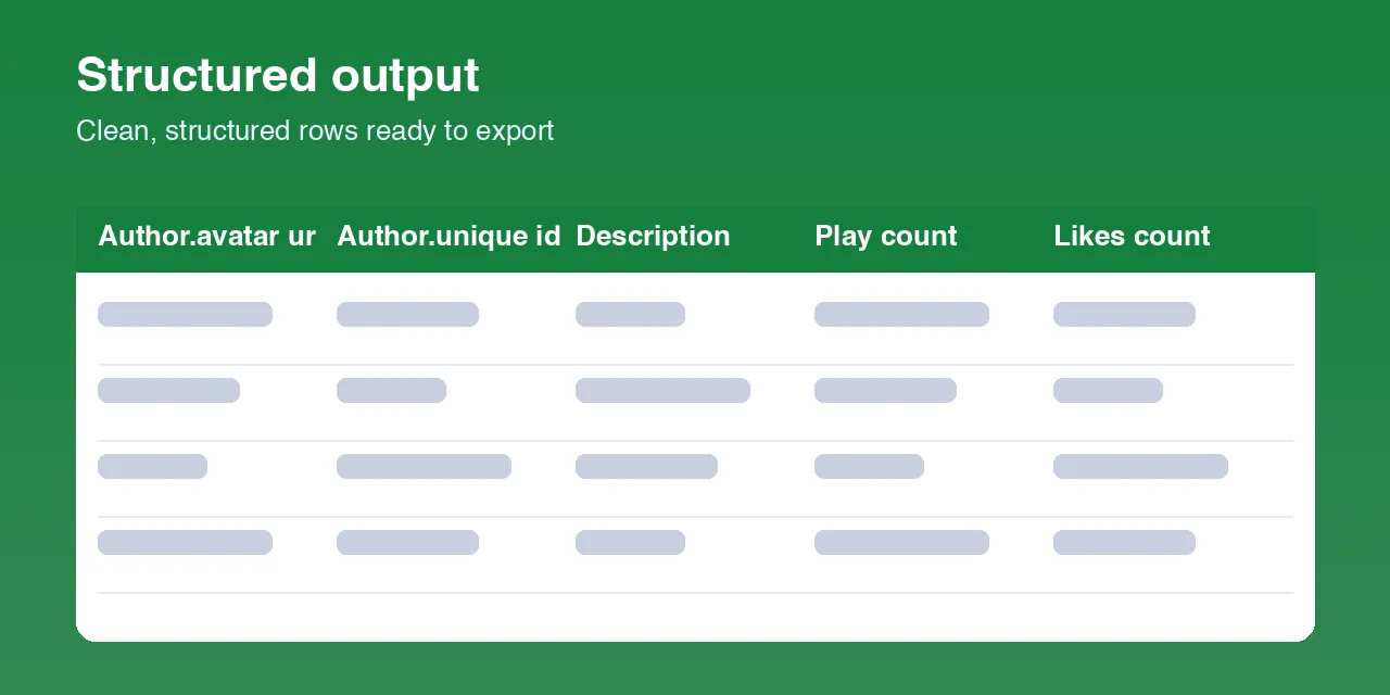 TikTok Profile Scraper output data
