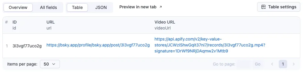 Bluesky Video Downloader output