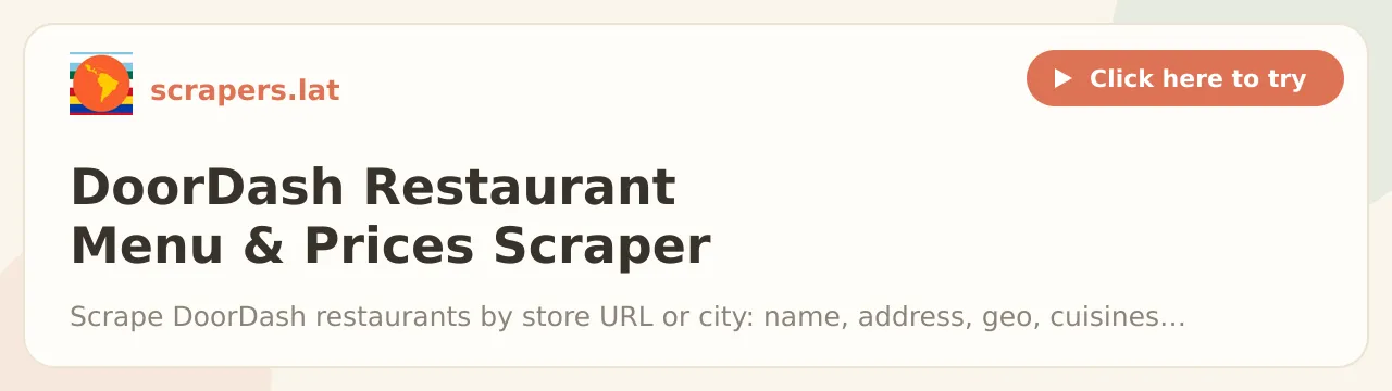 DoorDash Restaurant Menu & Prices Scraper