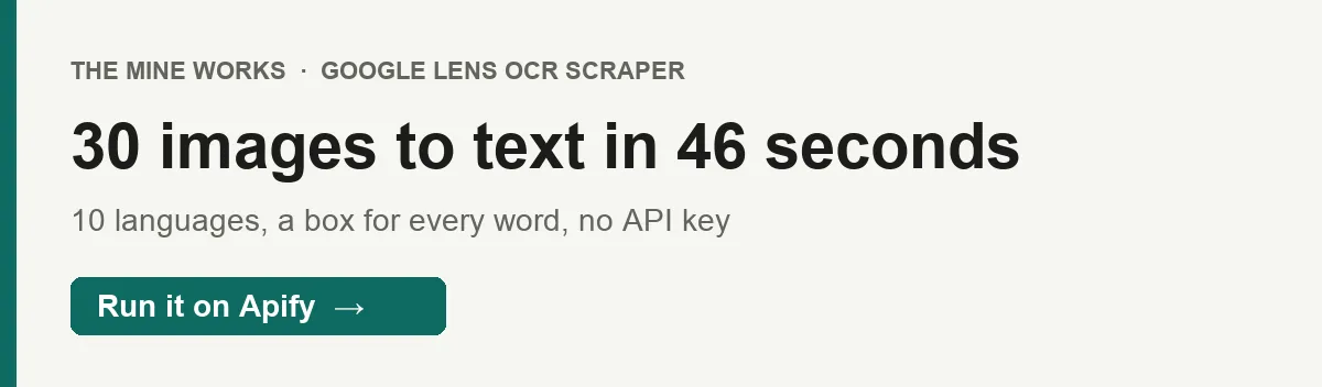 30 images read to text in 46 seconds, in 10 languages, with a box for every word
