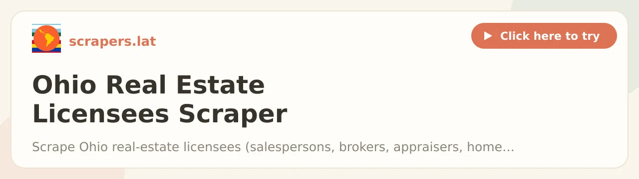 Ohio Real Estate Licensees Scraper (Broker Affiliations)