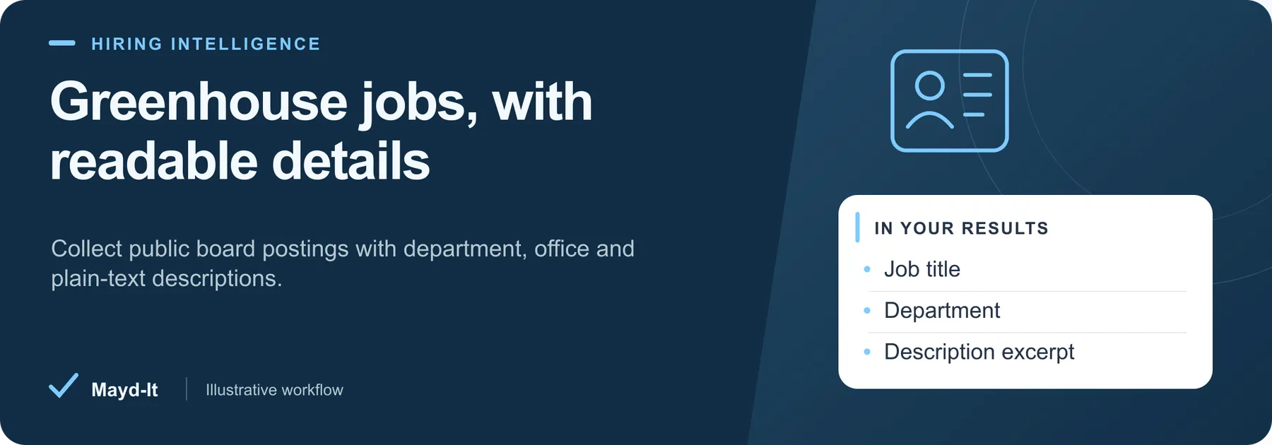 Greenhouse jobs, with readable details — illustrative workflow