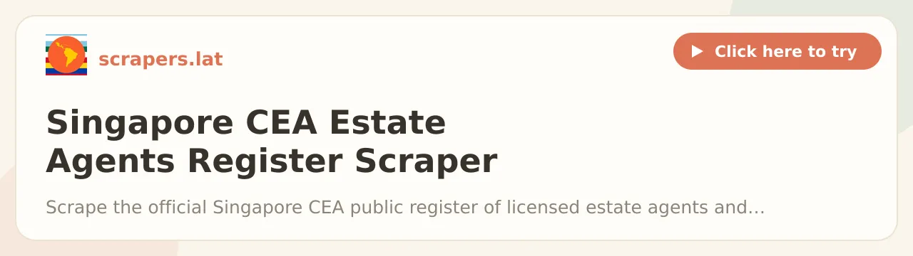 Singapore CEA Estate Agents Register Scraper