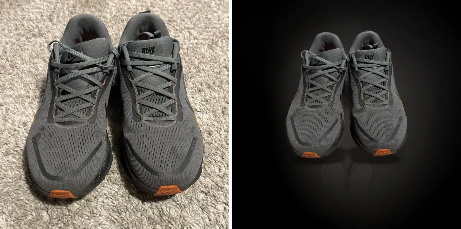Sneakers on the gloss-black scene