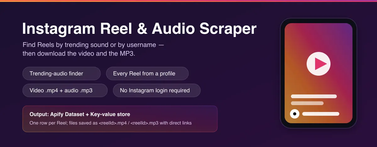 Instagram Reel and audio scraper for trending sounds