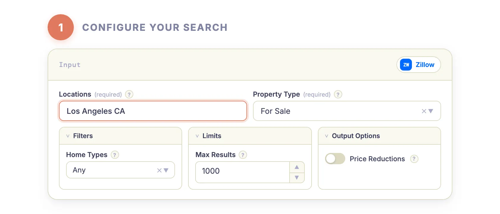 Step 1 — Configure your search
