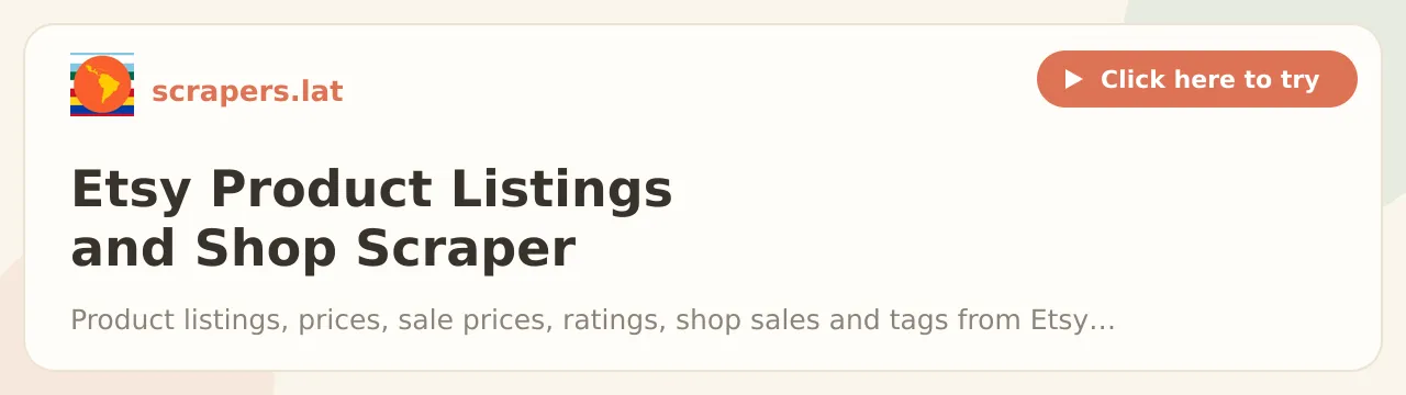 Etsy Product Listings and Shop Scraper